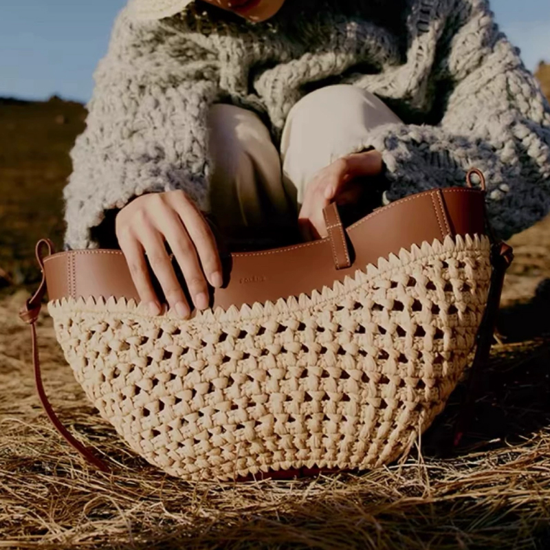 Women'S Raffia Bags - Bolso de mano grande de rafia