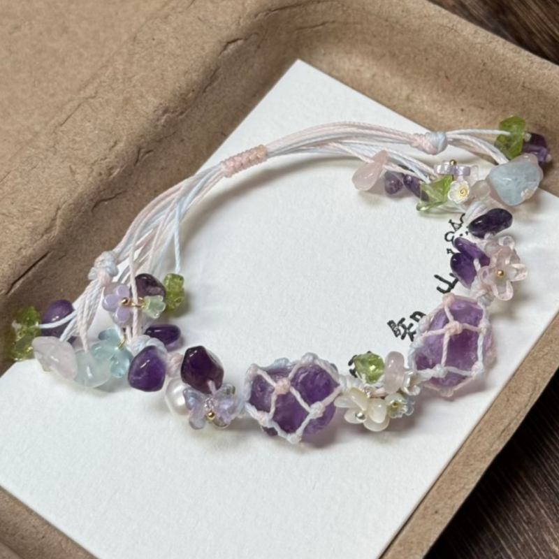 Women Hand Bags For Office - Pulseras de Cristal Morado Ajustables y