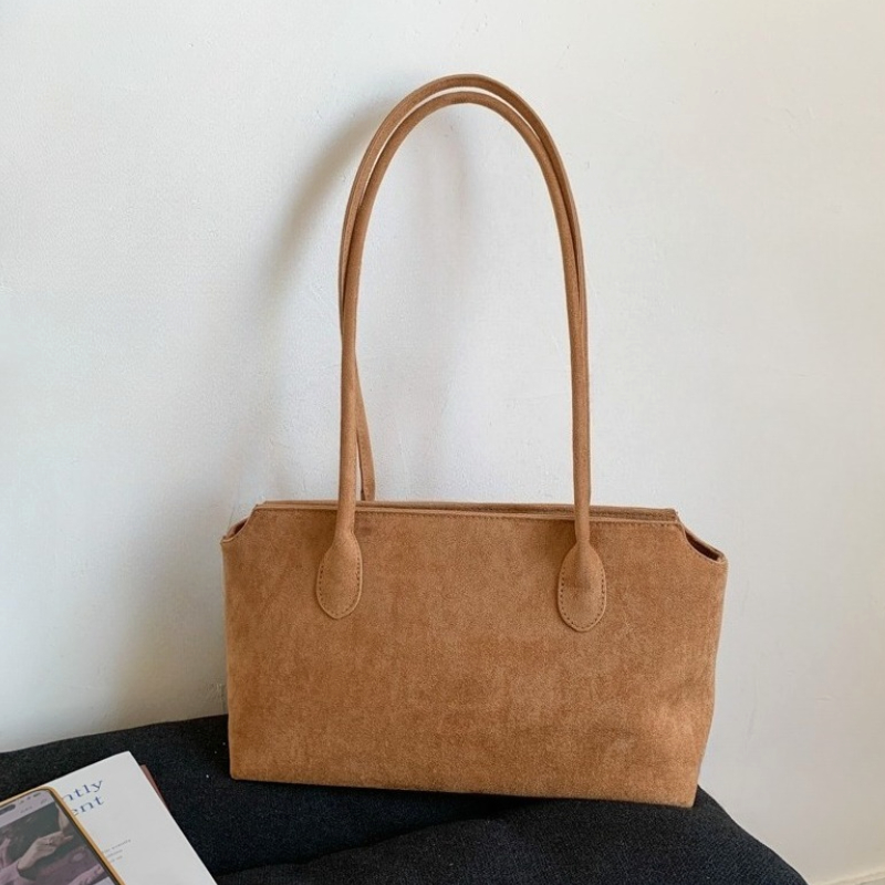 Women Hand Bags For Office - Bolso para axila de gamuza marrón